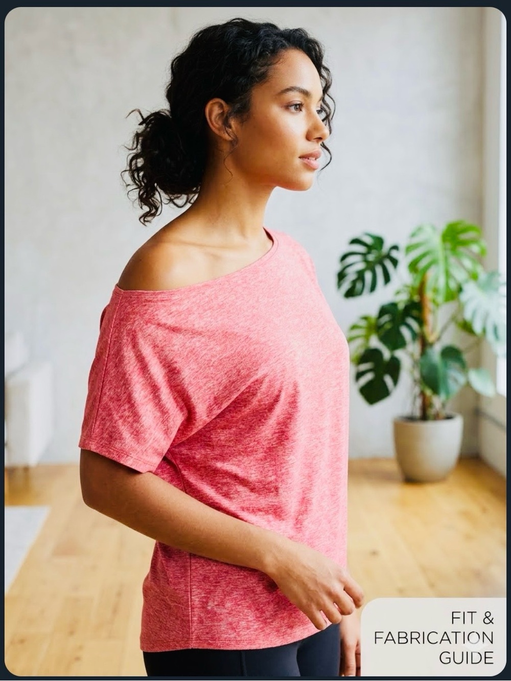 SHEIN Heather Coral Off-Shoulder Short Sleeve Tee